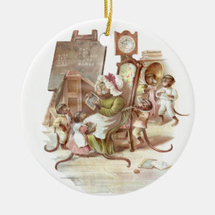 The Monkey School Vintage Illustration Ceramic Ornament