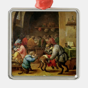 The Monkeys at School Metal Ornament