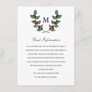 The Monogram Berry Bush Wedding Collection - Info Enclosure Card
