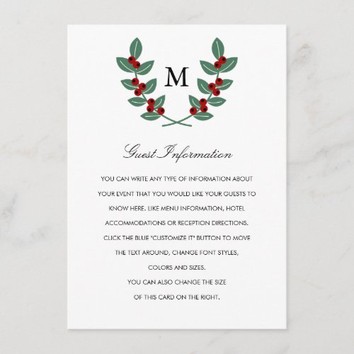 The Monogram Berry Bush Wedding Collection _ Info Enclosure Card