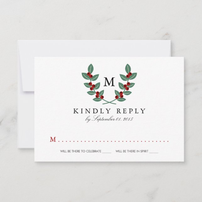 The Monogram Berry Bush Wedding Collection - RSVP Card (Front)