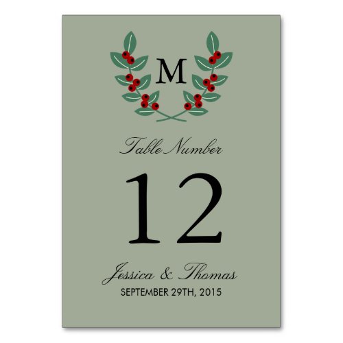 The Monogram Berry Bush Wedding Collection _ Sage Table Number