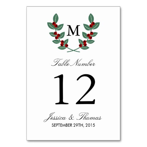 The Monogram Berry Bush Wedding Collection Table Number