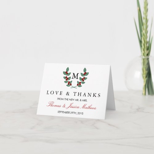 The Monogram Berry Bush Wedding Collection Thank You Card