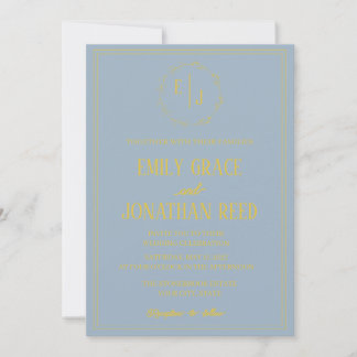 The Monogram: Dusty Blue Wedding Invitation