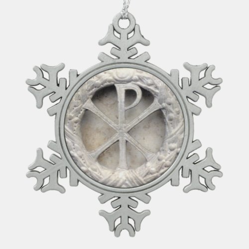 The Monogram of Christ Snowflake Pewter Christmas Ornament