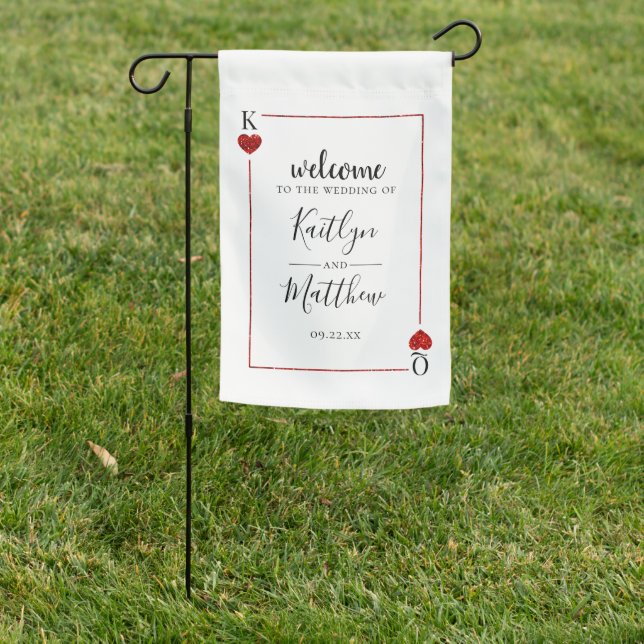 The Monogram Playing Card Wedding Collection Garden Flag (In SItu)