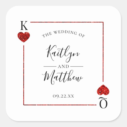 The Monogram Playing Card Wedding Collection Square Sticker
