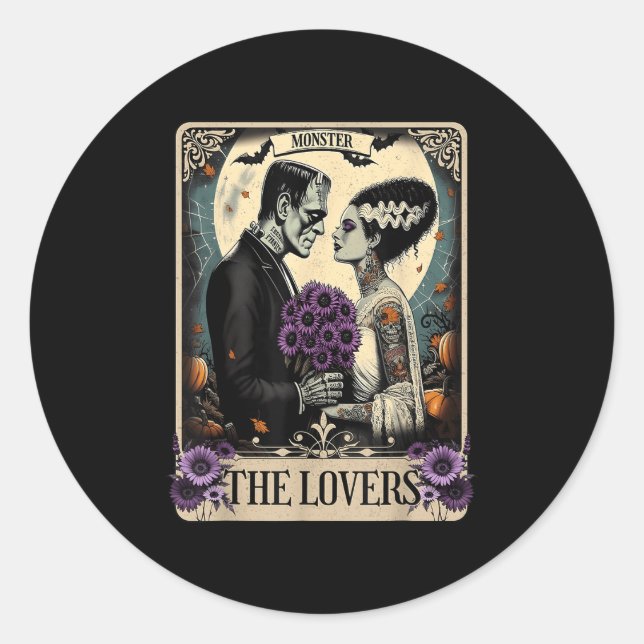 The Monster Frankenstein And Bride The Lovers Taro Classic Round Sticker (Front)