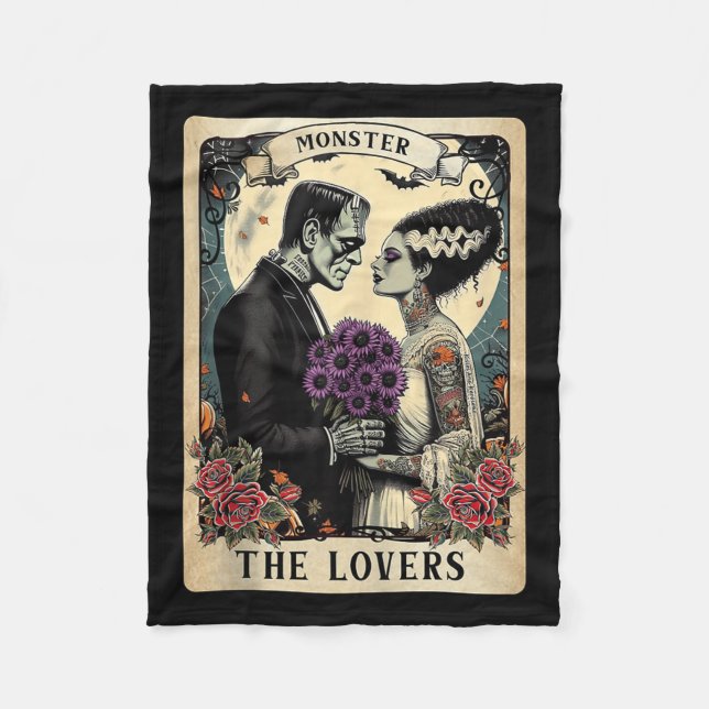 The Monster Frankenstein And Bride The Lovers Taro Fleece Blanket (Front)