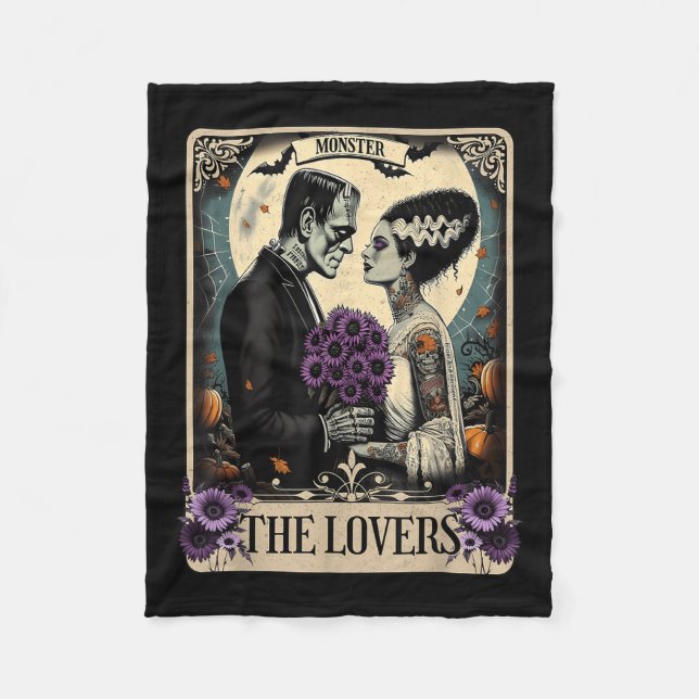 The Monster Frankenstein And Bride The Lovers Taro Fleece Blanket (Front)
