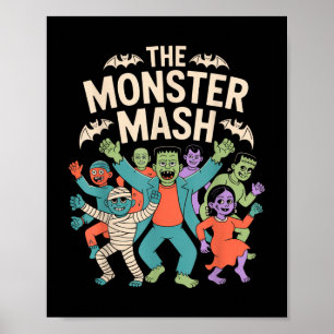 The Monster Mash Halloween Dance Party Cute Retro  Poster