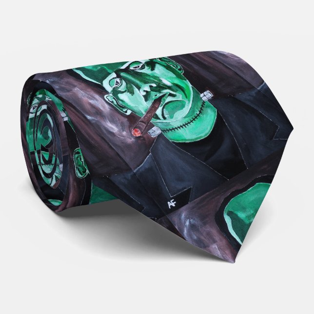 The Monster Painting by Alfred Fox Neck Tie (Rolled)