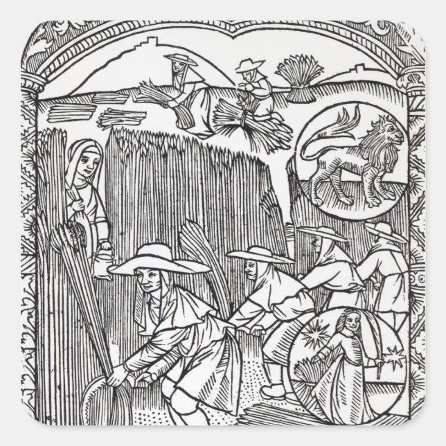 The Month of August, from a shepherd's calendar Square Sticker (Front)