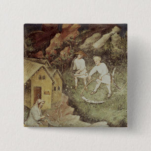 The Month of July, detail of reaping, c.1400 Button
