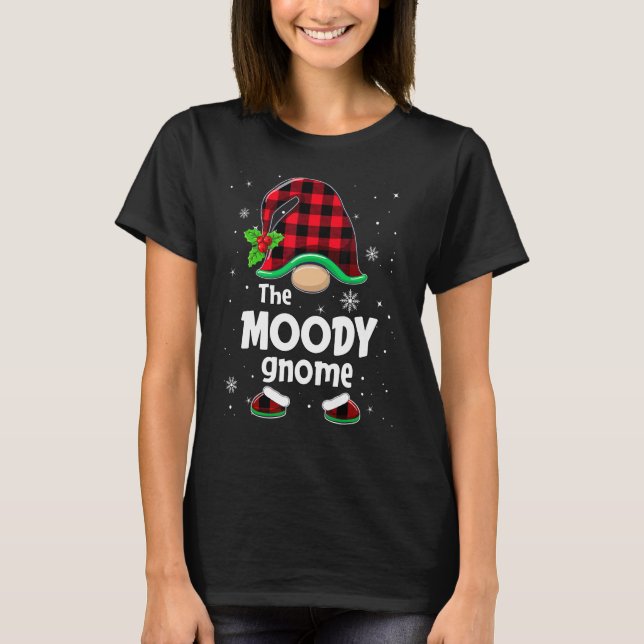 The Moody Gnome Buffalo Plaid Christmas Matching F T-Shirt (Front)