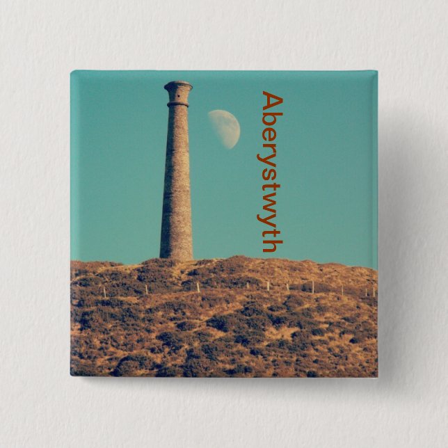 The Moon and a Tower: Aberystwyth Pinback Button (Front)