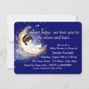 The Moon and Back Baby Boy Shower Invitation