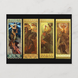 The Moon and The Stars vintage Mucha postcard