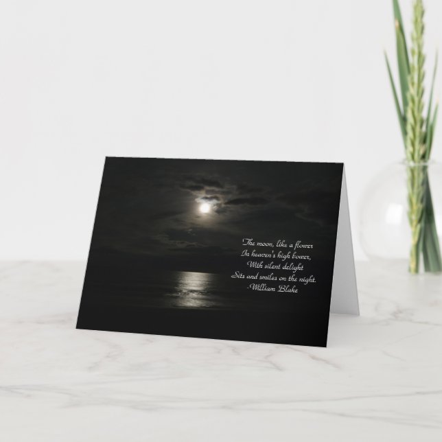 The Moon at Night-reflections on water/with quote Card (Front)