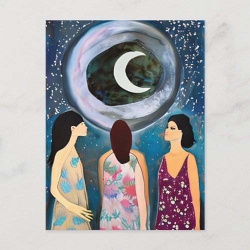 The Moon Blessing Women Artwork Postcard