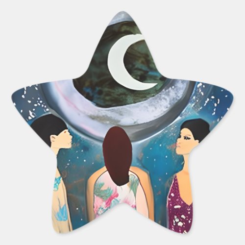 The Moon Blessing Women Artwork Star Sticker