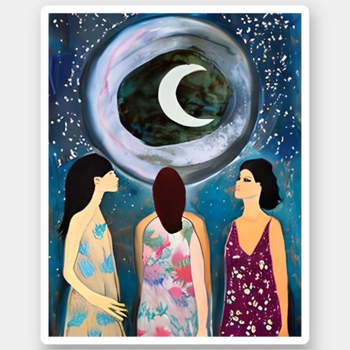 The Moon Blessing Women Artwork Sticker