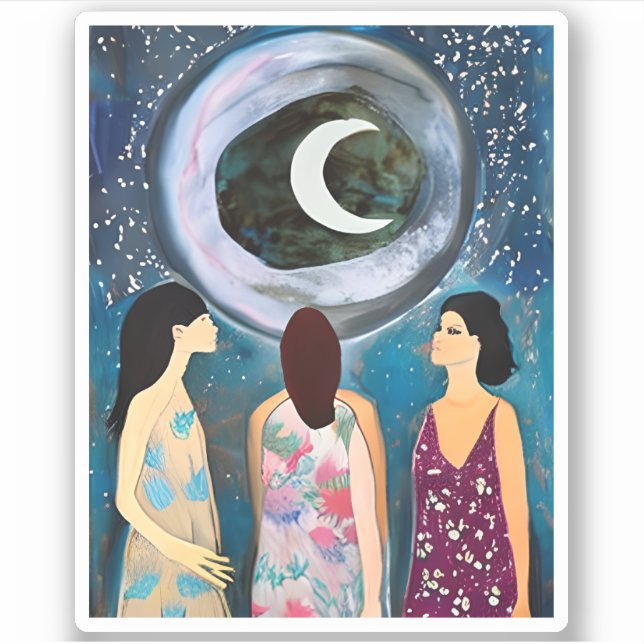 The Moon Blessing Women Artwork Sticker (Front)