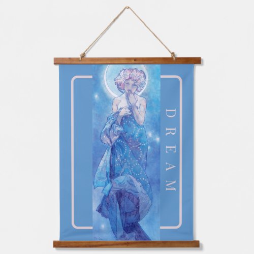 The Moon by Mucha Dream Blue Wall Tapestry