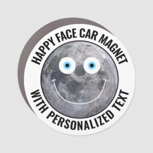 The Moon Custom Happy Face Personalized 3" Round Car Magnet