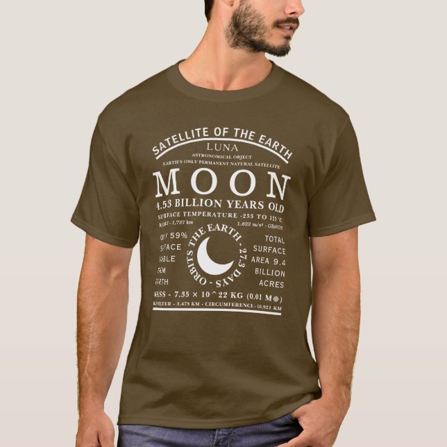The Moon Detailed Astronomy Symbol T-Shirt (Front)