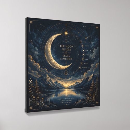 The Moon Guides | Celestial Moon & Stars Art Canvas Photo Tile
