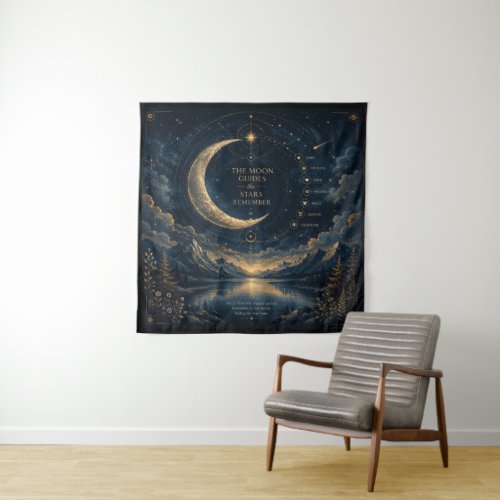 The Moon Guides | Celestial Moon & Stars Art Sqr Tapestry
