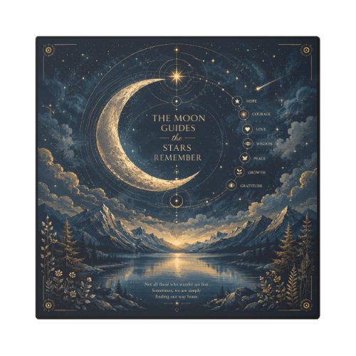 The Moon Guides | Celestial Moon & Stars Design Metal Print