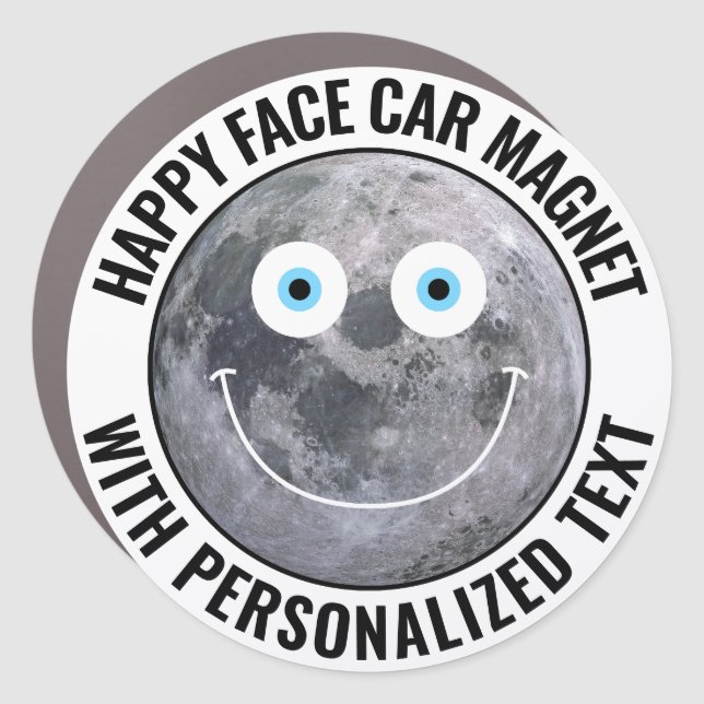 The Moon Happy Face Personalized Large 7" Custom Car Magnet (Front)