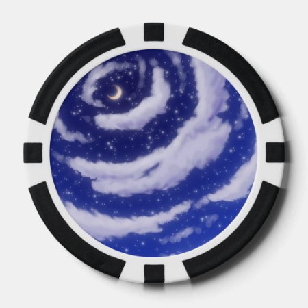 The Moon In The Night Sky Poker Chips