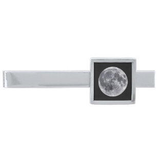 The Moon Silver Finish Tie Clip