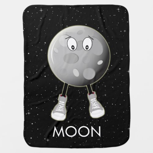 The Moon  Stars in Space Baby Blanket