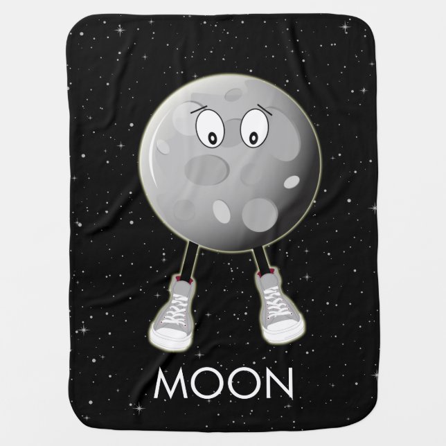 The Moon & Stars in Space Baby Blanket (Front)
