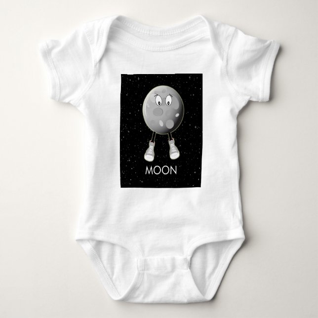 The Moon & Stars in Space Baby Bodysuit (Front)