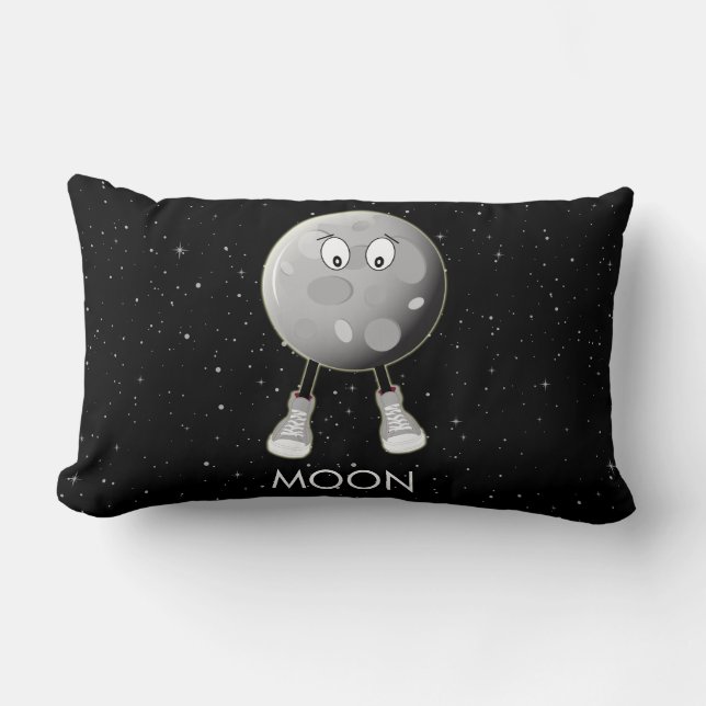 The Moon & Stars in Space Lumbar Pillow (Front)