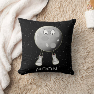 The Moon & Stars in Space Throw Pillow