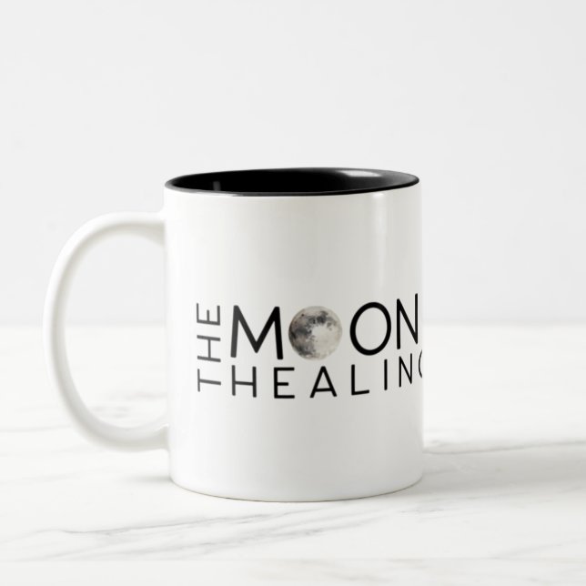 The Moon + Stone Healing Academy logo T-Shirt Two-Tone Coffee Mug (Left)