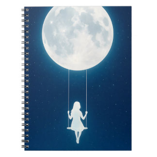 The moon, swing and the girl notebook