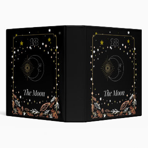 The Moon tarot card art, Celestial 3 Ring Binder