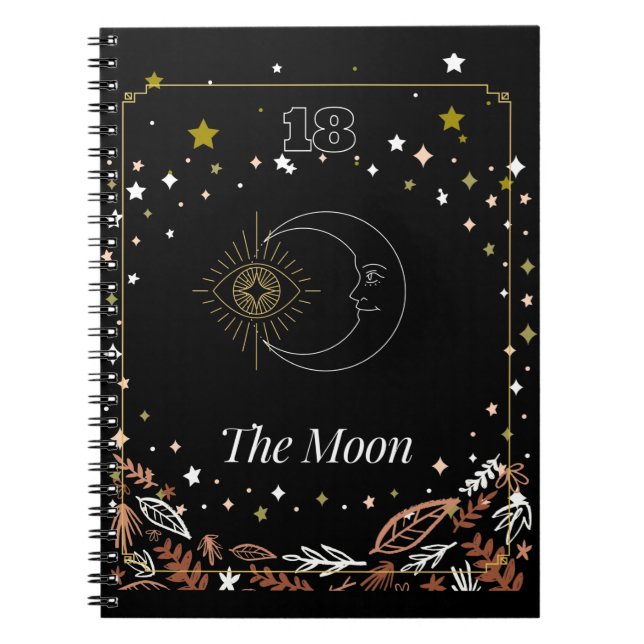 The Moon tarot card art, celestial Notebook (Front)