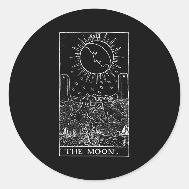 The Moon Tarot Card Classic Round Sticker (Front)