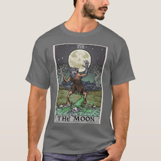 The Moon Tarot Card Gothic Halloween Werewolf Spoo T-Shirt