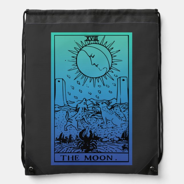 The Moon Tarot Card Gradient Drawstring Bag (Front)