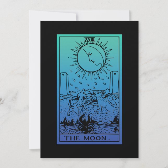 The Moon Tarot Card Gradient Greeting Card (Front)